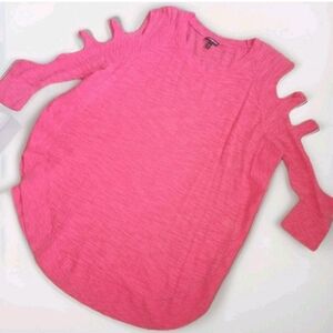 Express Bright Pink Sweater with Cutout Sleeves Women's Large 80s Club